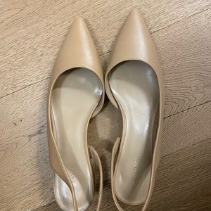 Ann Taylor Leather Block Heel Slingback Pumps in Desert Sand NWT!